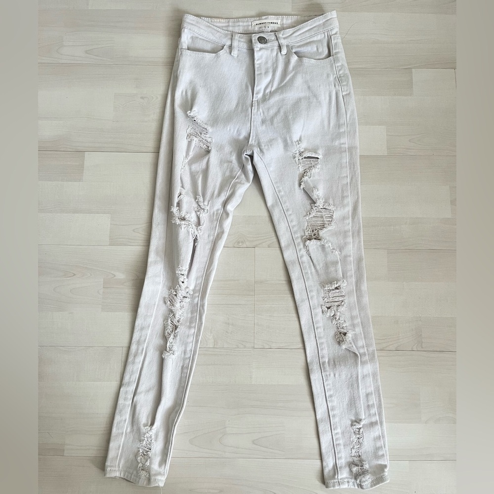 Almost Famous White Distressed Skinny Jeans!